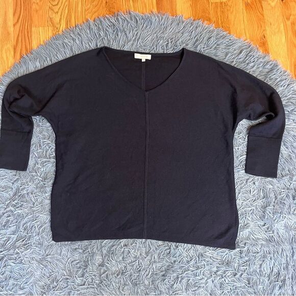 Hobbs Navy Merino Wool Boxy V-Neck Sweater Size XS - Picture 1 of 6